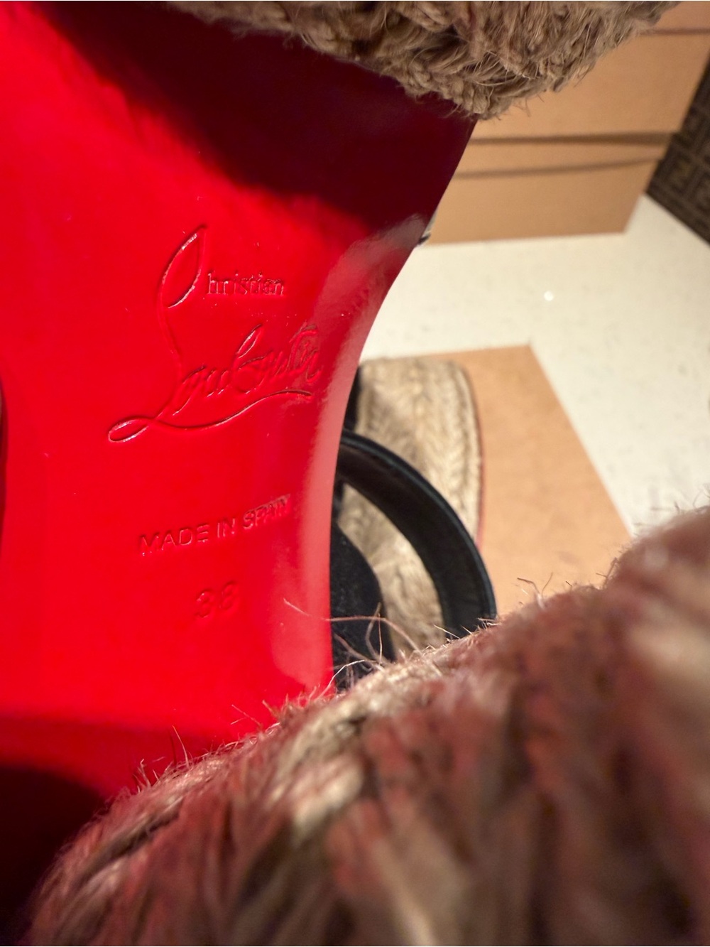 Christian Louboutin Super Mariza 130 Black Leather Espadrille Wedge Sandals - Picture 10 of 11